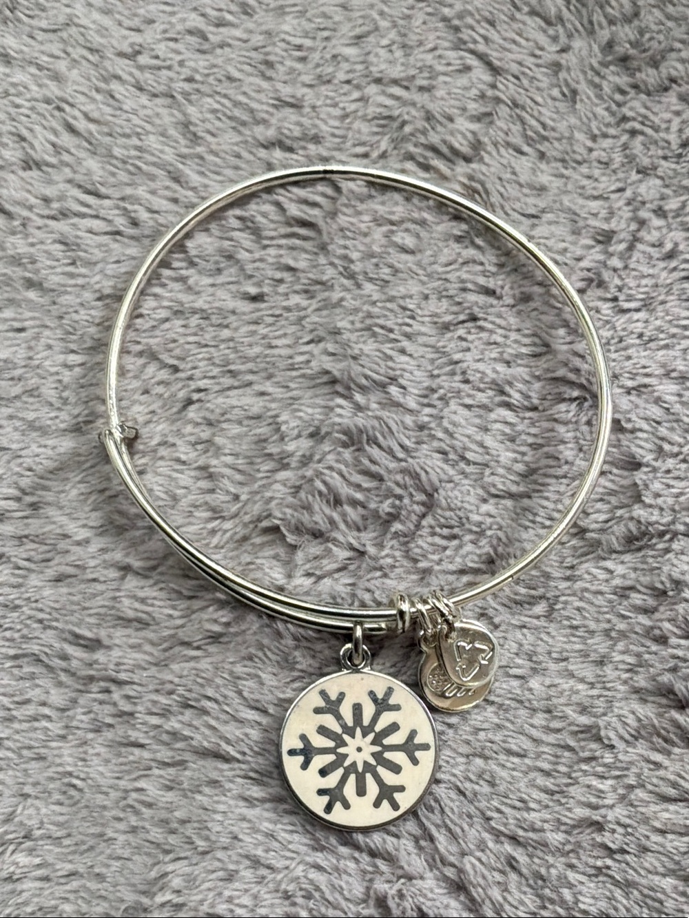 Silver Snowflake Charm Bangle Bracelet